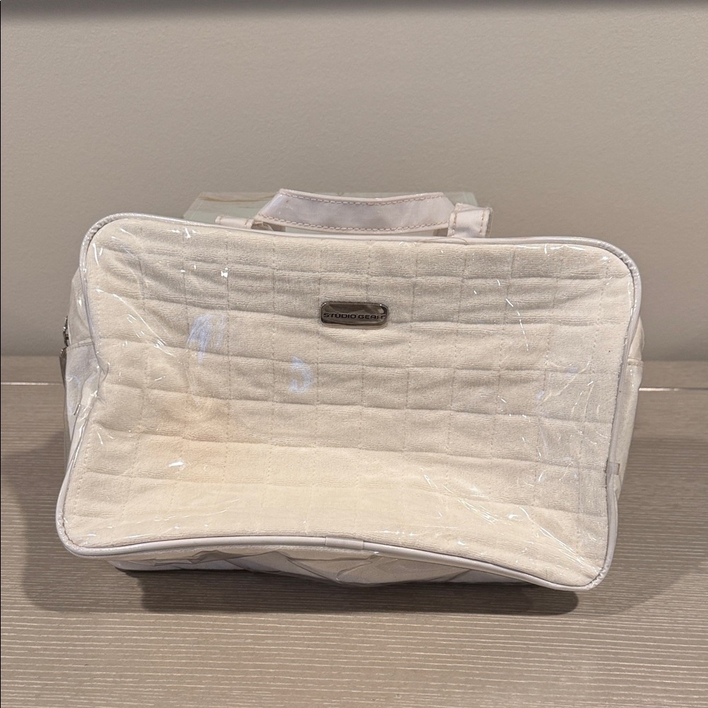 Studio Gear White/Clear covered cosmetic/makeup bag